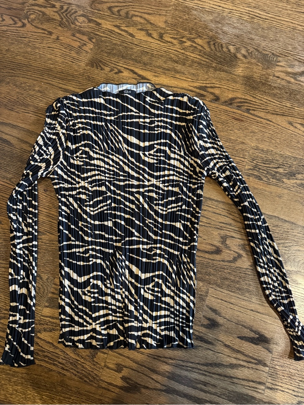 Rails Black and Cream Zebra-Print Ribbed Crewneck Sweater